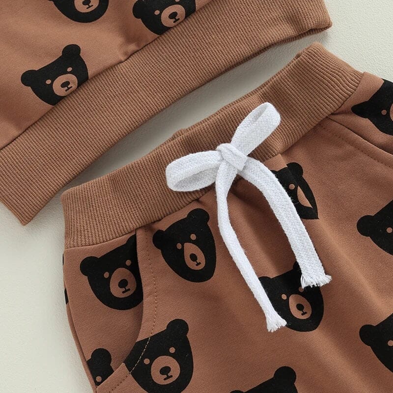 Long Sleeve Brown Bears Baby Set - Wearebambino - 3 - 6 M - Long Sleeve Brown Bears Baby Set