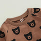 Long Sleeve Brown Bears Baby Set - Wearebambino - 3 - 6 M - Long Sleeve Brown Bears Baby Set