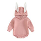 Long Sleeve Bunny Hooded Baby Bodysuit - Wearebambino - Pink - 0 - 3 M - Long Sleeve Bunny Hooded Baby Bodysuit