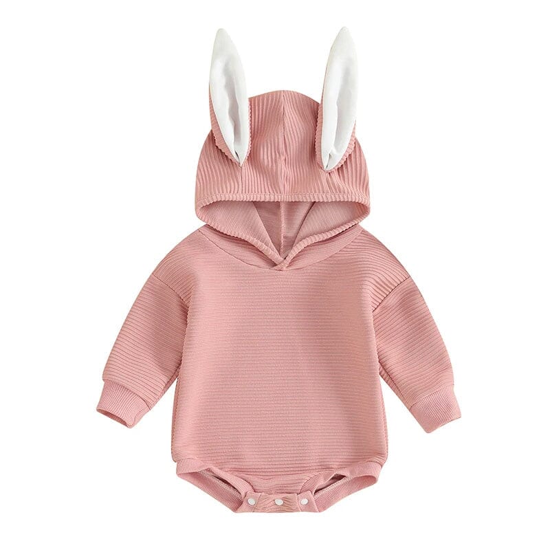 Long Sleeve Bunny Hooded Baby Bodysuit - Wearebambino - Pink - 0 - 3 M - Long Sleeve Bunny Hooded Baby Bodysuit