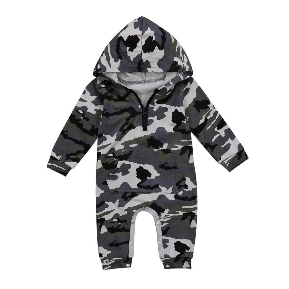 Long Sleeve Camo Baby Jumpsuit - Wearebambino - 3 - 6 M - Long Sleeve Camo Baby Jumpsuit