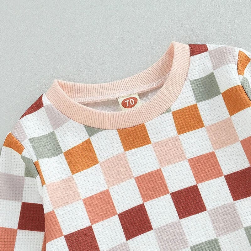 Long Sleeve Checkered Baby Set - Wearebambino - 3 - 6 M - Long Sleeve Checkered Baby Set