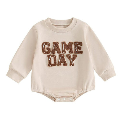 Long Sleeve Game Day Baby Bodysuit - Wearebambino - Beige - 0 - 3 M - Long Sleeve Game Day Baby Bodysuit