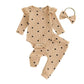 Long Sleeve Hearts Waffle Baby Set - Wearebambino - Khaki - 0 - 3 M - Long Sleeve Hearts Waffle Baby Set