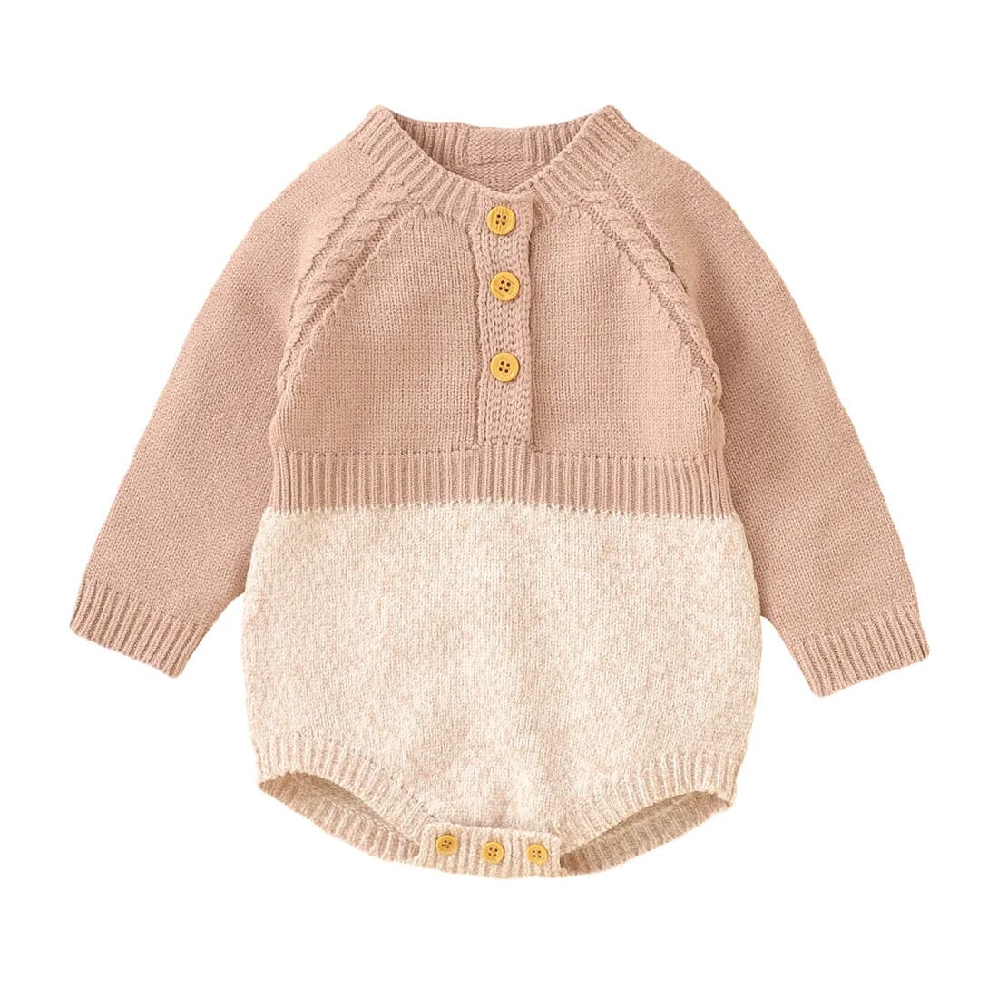 Long Sleeve Knitted Baby Romper - Wearebambino - Pink - 0 - 3 M - Long Sleeve Knitted Baby Romper