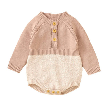 Long Sleeve Knitted Baby Romper - Wearebambino - Pink - 0 - 3 M - Long Sleeve Knitted Baby Romper