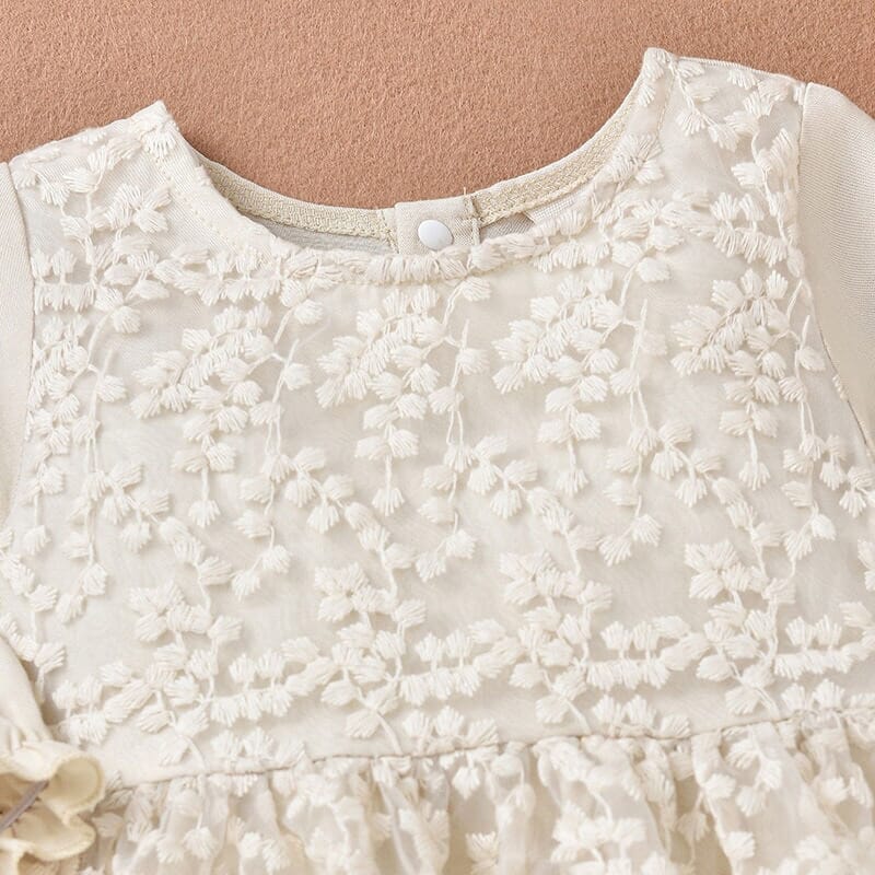 Long Sleeve Lace Baby Dress - Wearebambino - 0 - 3 M - Long Sleeve Lace Baby Dress