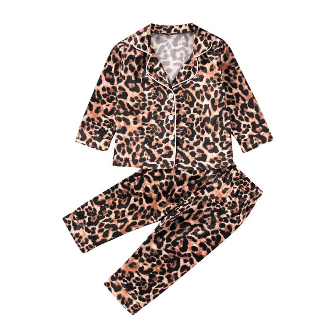 Long Sleeve Leopard Toddler Pajama Set - Wearebambino - 9 - 12 M - Long Sleeve Leopard Toddler Pajama Set