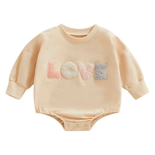 Long Sleeve Love Baby Bodysuit - Wearebambino - Beige - 0 - 3 M - Long Sleeve Love Baby Bodysuit