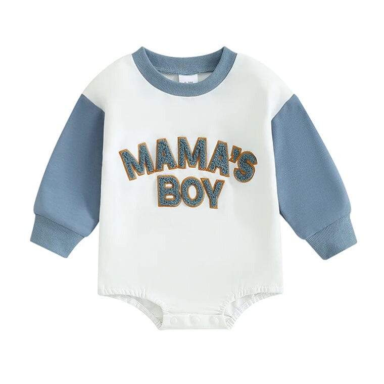 Long Sleeve Mama's Boy Baby Bodysuit - Wearebambino - Blue - 0 - 3 M - Long Sleeve Mama's Boy Baby Bodysuit