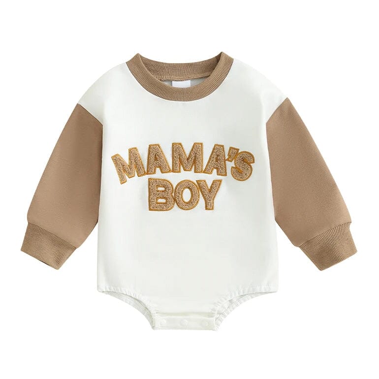 Long Sleeve Mama's Boy Baby Bodysuit - Wearebambino - Khaki - 0 - 3 M - Long Sleeve Mama's Boy Baby Bodysuit