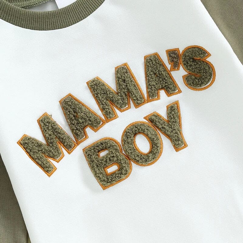 Long Sleeve Mama's Boy Baby Bodysuit - Wearebambino - Khaki - 0 - 3 M - Long Sleeve Mama's Boy Baby Bodysuit