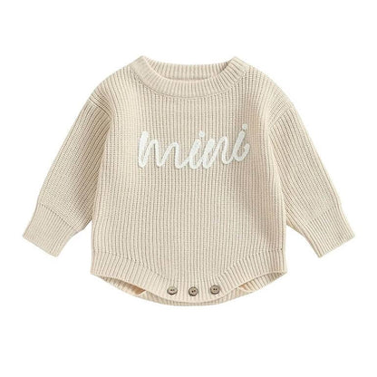 Long Sleeve Mini Knitted Baby Romper - Wearebambino - Beige - 0 - 3 M - Long Sleeve Mini Knitted Baby Romper