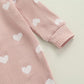 Long Sleeve Pink Hearts Baby Jumpsuit - Wearebambino - 0 - 3 M - Long Sleeve Pink Hearts Baby Jumpsuit