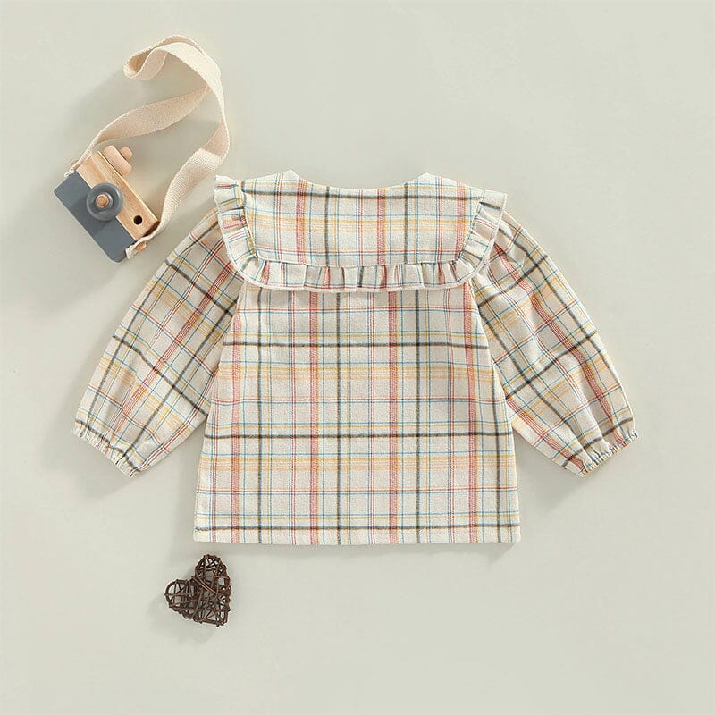 Long Sleeve Plaid Collar Toddler Shirt - Wearebambino - 9 - 12 M - Long Sleeve Plaid Collar Toddler Shirt