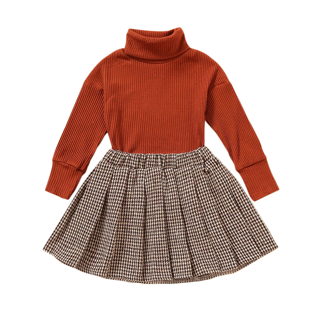 Long Sleeve Plaid Skirt Toddler Set - Wearebambino - 2T - Long Sleeve Plaid Skirt Toddler Set