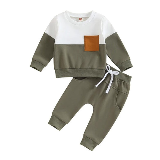 Long Sleeve Pocket Baby Set - Wearebambino - Green - 3 - 6 M - Long Sleeve Pocket Baby Set