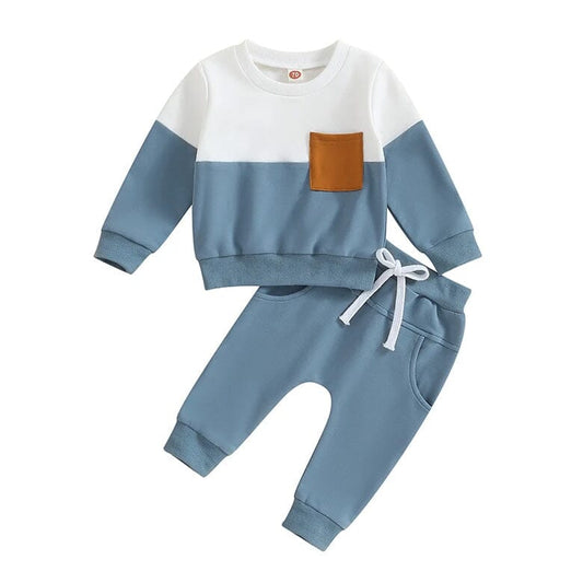 Long Sleeve Pocket Baby Set - Wearebambino - Blue - 3 - 6 M - Long Sleeve Pocket Baby Set