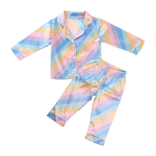 Long Sleeve Rainbow Toddler Pajama Set - Wearebambino - 2T - Long Sleeve Rainbow Toddler Pajama Set