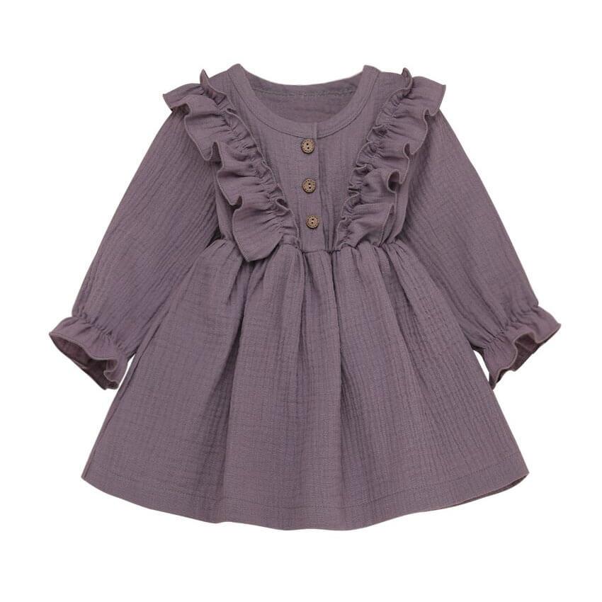 Long Sleeve Ruffled Toddler Dress - Wearebambino - Purple - 2T - Long Sleeve Ruffled Toddler Dress