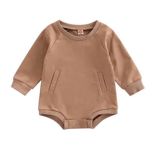 Long Sleeve Solid Baby Bodysuit - Wearebambino - Brown - 3 - 6 M - Long Sleeve Solid Baby Bodysuit