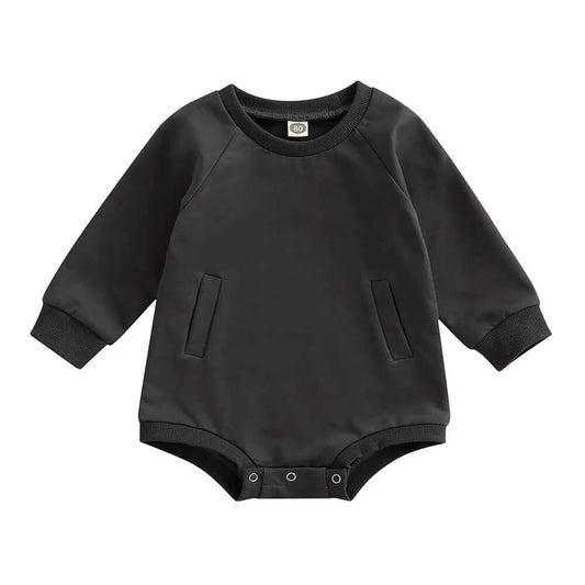 Long Sleeve Solid Baby Bodysuit - Wearebambino - Black - 3 - 6 M - Long Sleeve Solid Baby Bodysuit