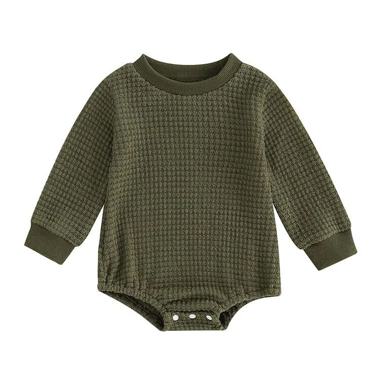 Long Sleeve Solid Baby Romper - Wearebambino - Green - 0 - 3 M - Long Sleeve Solid Baby Romper