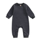 Long Sleeve Solid Waffle Baby Jumpsuit - Wearebambino - Black - 0 - 3 M - Long Sleeve Solid Waffle Baby Jumpsuit