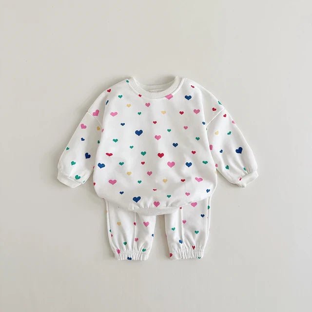 Love Print Baby Tracksuit - Wearebambino - White - 18 - 24 M - Love Print Baby Tracksuit