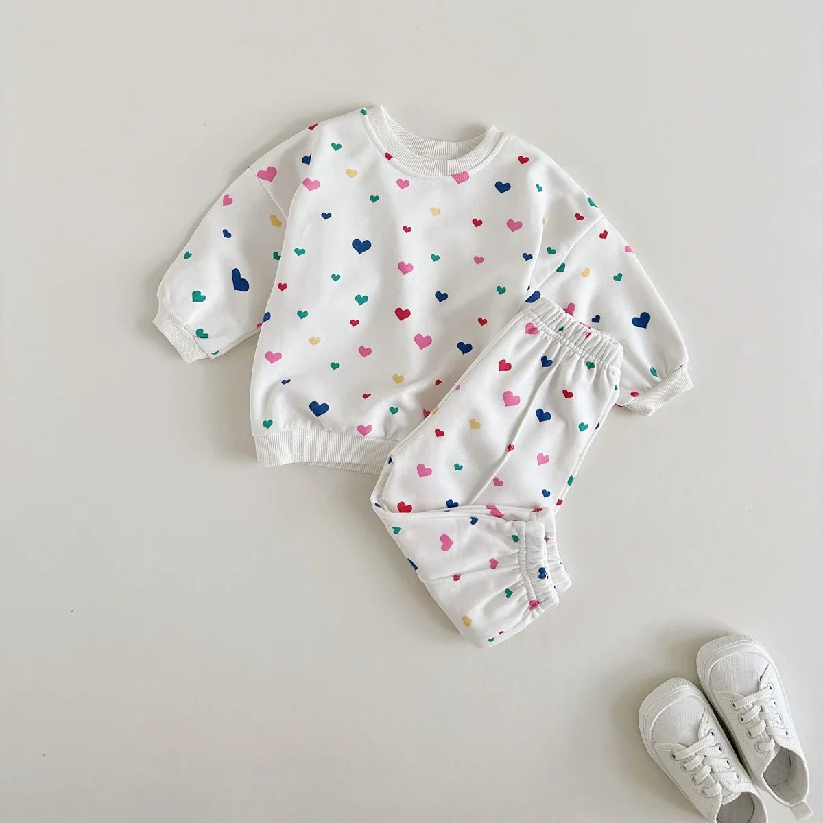 Love Print Baby Tracksuit - Wearebambino - White - 18 - 24 M - Love Print Baby Tracksuit