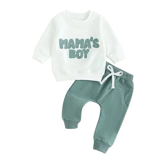 Mama's Boy Long Sleeve Baby Set - Wearebambino - Green - 3 - 6 M - Mama's Boy Long Sleeve Baby Set