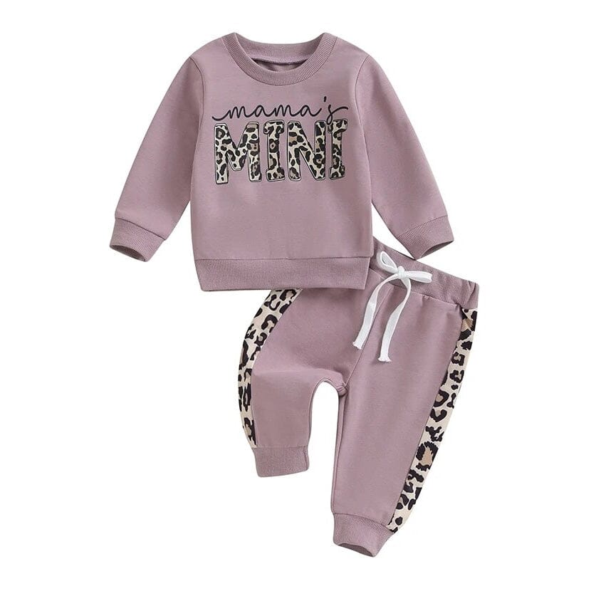 Mama's Mini Leopard Baby Set - Wearebambino - Purple - 3 - 6 M - Mama's Mini Leopard Baby Set