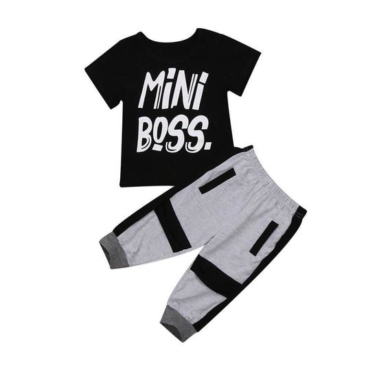 Mini Boss Geometric Toddler Set - Wearebambino - 2T - Mini Boss Geometric Toddler Set