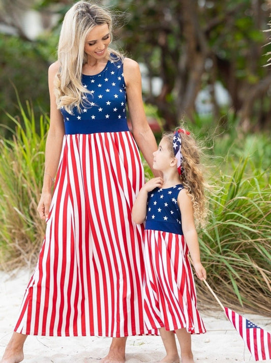 Mommy and Me Fly Like the 4th of July Sundress - Wearebambino - Blue - 2T - Mommy and Me Fly Like the 4th of July Sundress