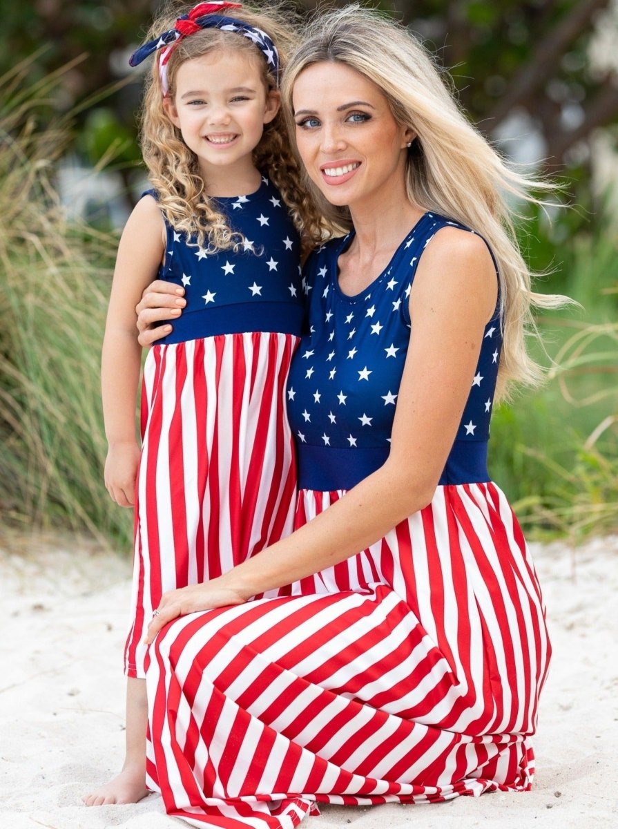 Mommy and Me Fly Like the 4th of July Sundress - Wearebambino - Blue - 2T - Mommy and Me Fly Like the 4th of July Sundress