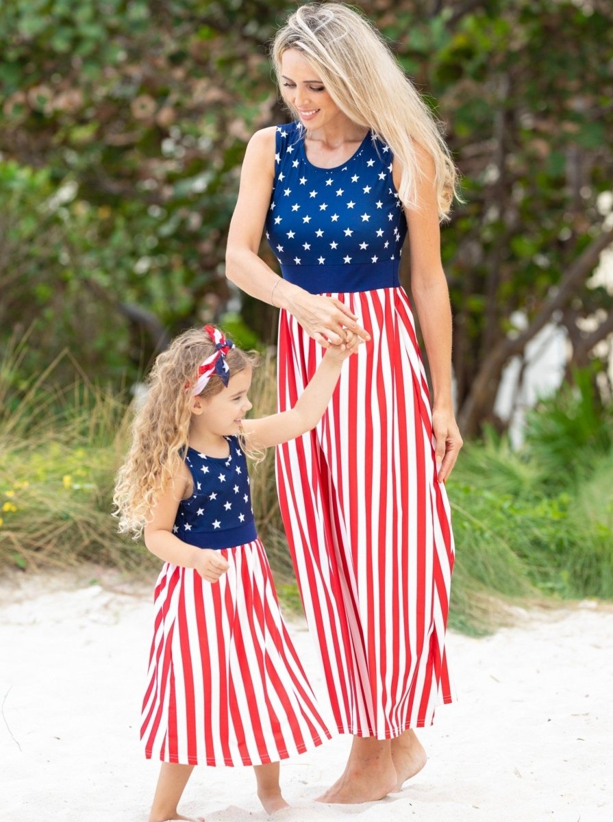 Mommy and Me Fly Like the 4th of July Sundress - Wearebambino - Blue - 2T - Mommy and Me Fly Like the 4th of July Sundress