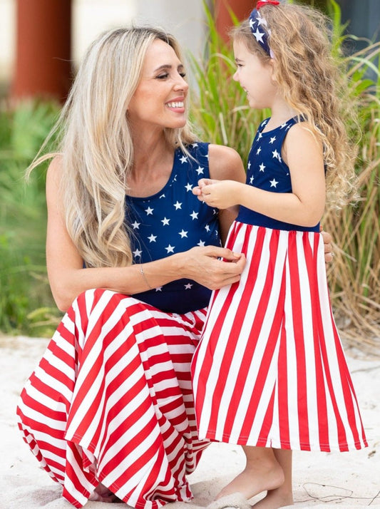 Mommy and Me Fly Like the 4th of July Sundress - Wearebambino - Blue - 2T - Mommy and Me Fly Like the 4th of July Sundress