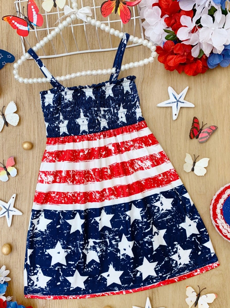 Mommy and Me Oh My Stars and Stripes Smocked Sundress - Wearebambino - Navy - 2T - Mommy and Me Oh My Stars and Stripes Smocked Sundress