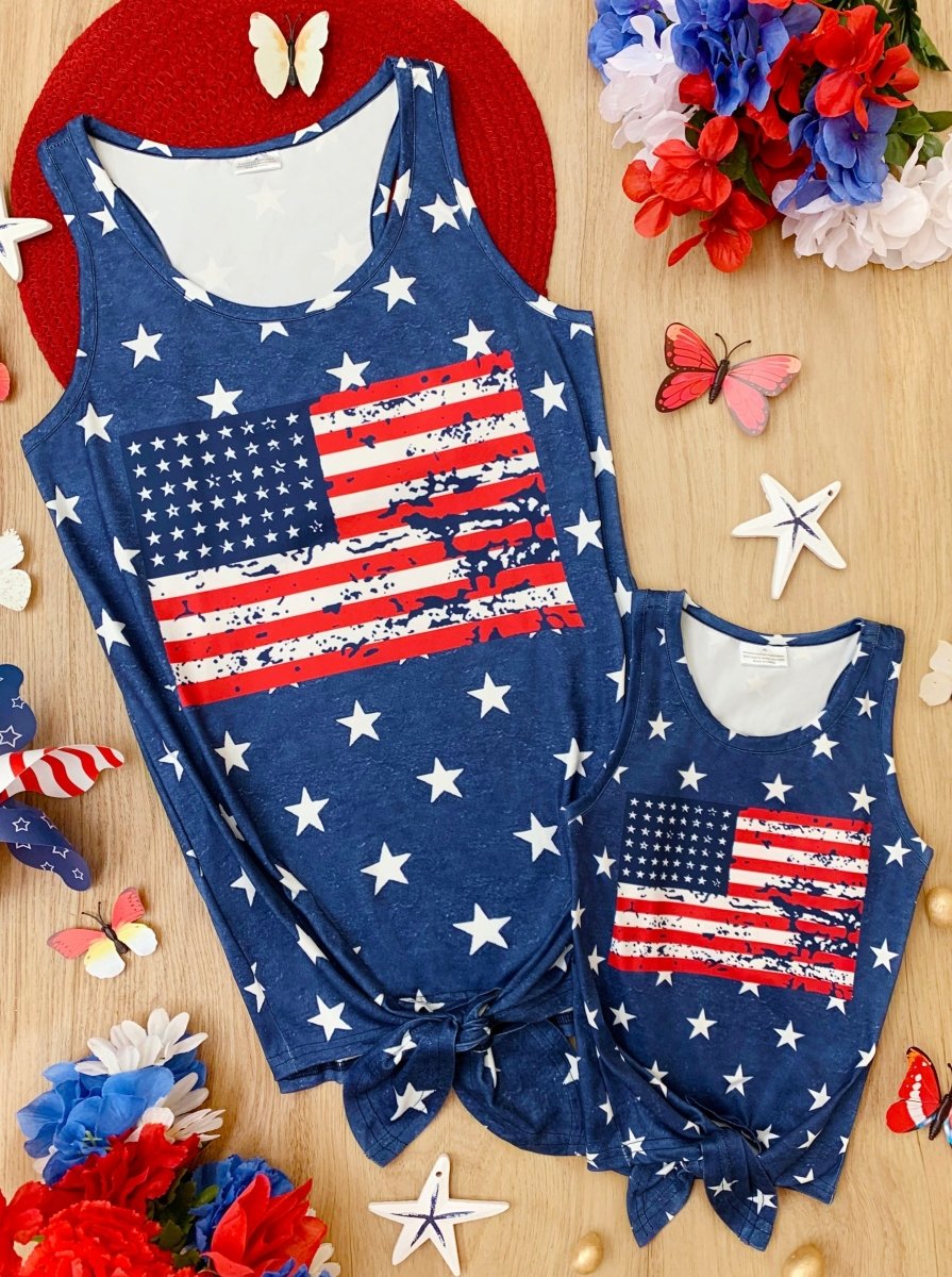 Mommy and Me Star Spangled Style Tank Top - Wearebambino - Blue - 2T - Mommy and Me Star Spangled Style Tank Top