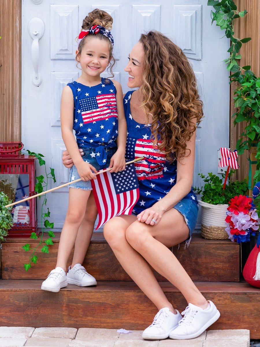 Mommy and Me Star Spangled Style Tank Top - Wearebambino - Blue - 2T - Mommy and Me Star Spangled Style Tank Top