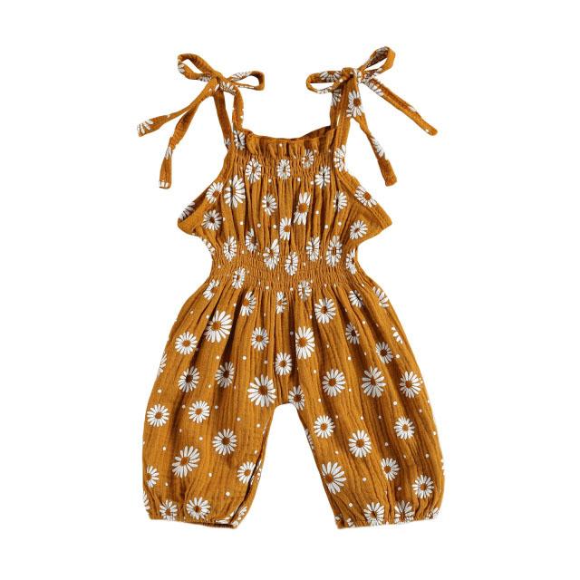 Mustard Daisies Baby Jumpsuit - Wearebambino - 0 - 3 M - Mustard Daisies Baby Jumpsuit