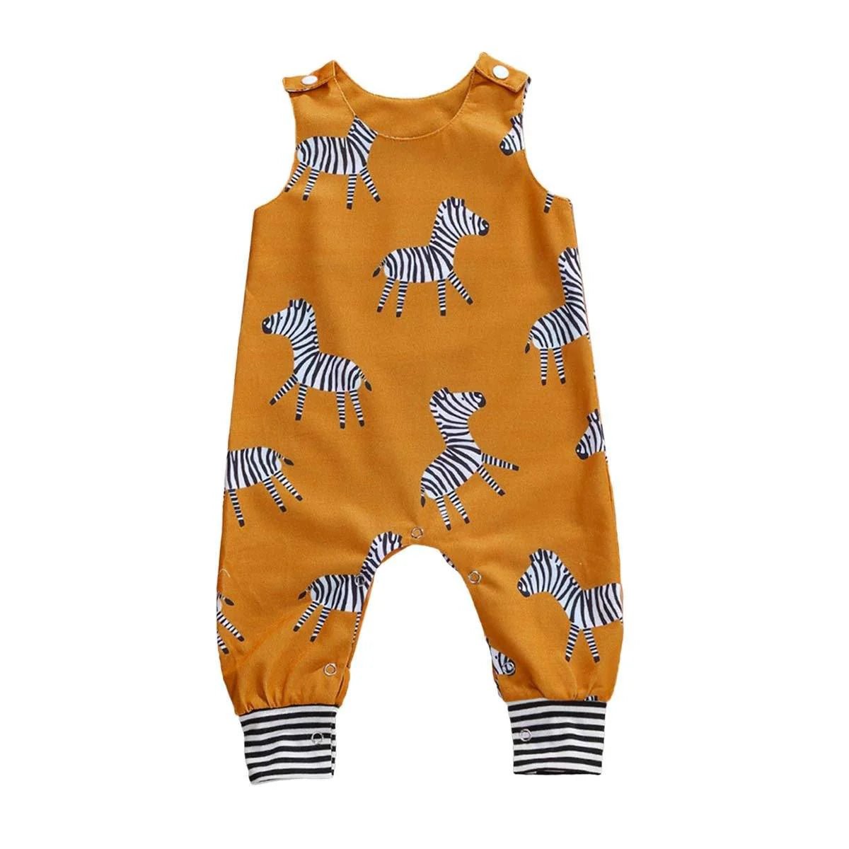 Mustard Zebra Baby Jumpsuit - Wearebambino - 3 - 6 M - Mustard Zebra Baby Jumpsuit