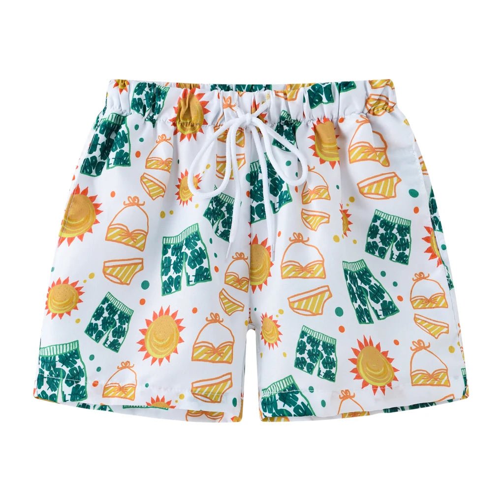 Nautical Waves: Boys' Sailboat Swim Shorts - Wearebambino - Iron - 4Y (110cm - 43.5in) - Nautical Waves: Boys' Sailboat Swim Shorts