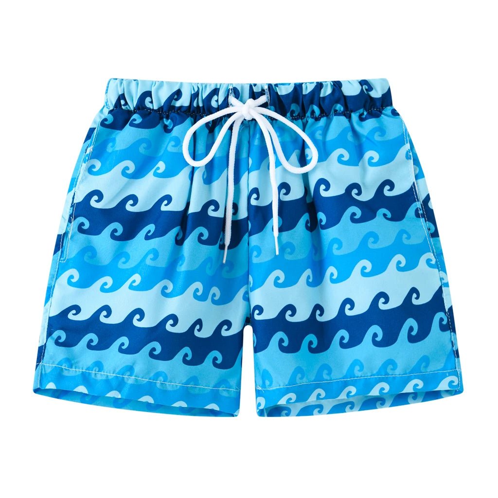 Nautical Waves: Boys' Sailboat Swim Shorts - Wearebambino - Link Water - 4Y (110cm - 43.5in) - Nautical Waves: Boys' Sailboat Swim Shorts