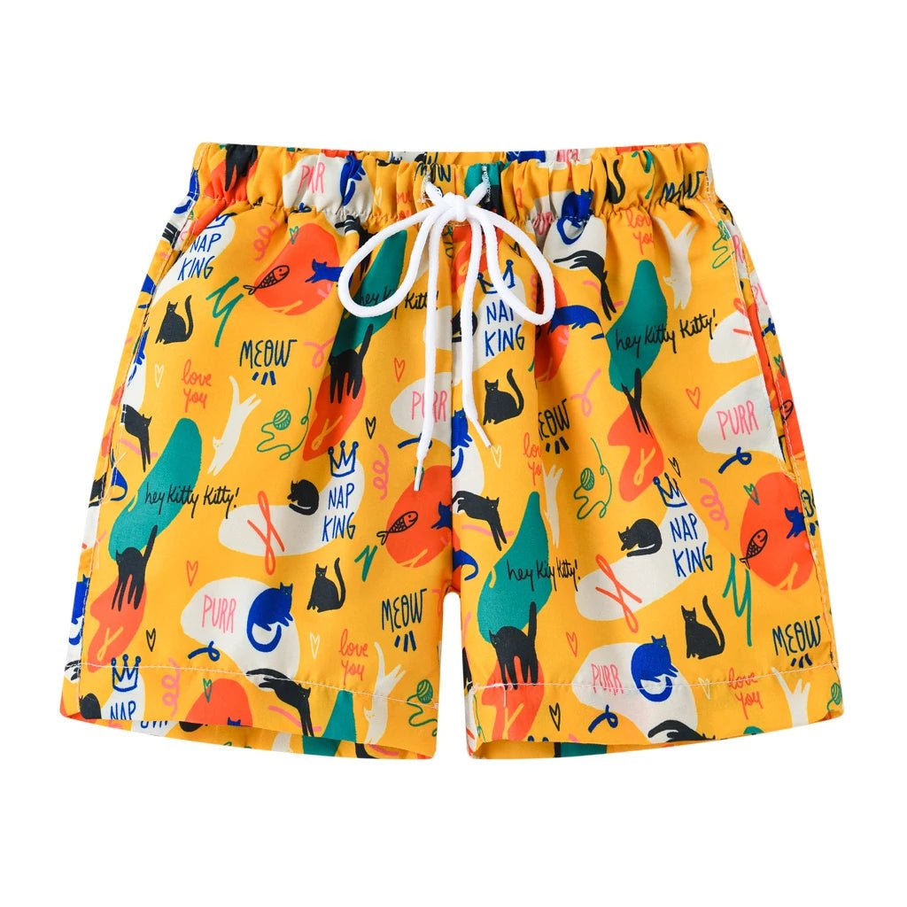 Nautical Waves: Boys' Sailboat Swim Shorts - Wearebambino - Light Orange - 4Y (110cm - 43.5in) - Nautical Waves: Boys' Sailboat Swim Shorts