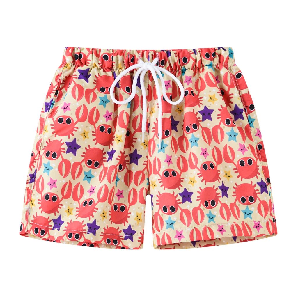 Nautical Waves: Boys' Sailboat Swim Shorts - Wearebambino - Bittersweet - 4Y (110cm - 43.5in) - Nautical Waves: Boys' Sailboat Swim Shorts