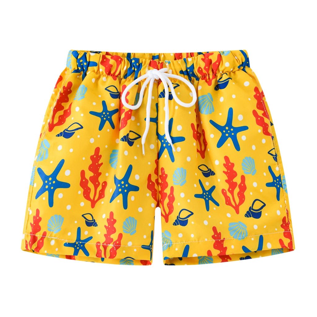 Nautical Waves: Boys' Sailboat Swim Shorts - Wearebambino - Saffron Mango - 4Y (110cm - 43.5in) - Nautical Waves: Boys' Sailboat Swim Shorts