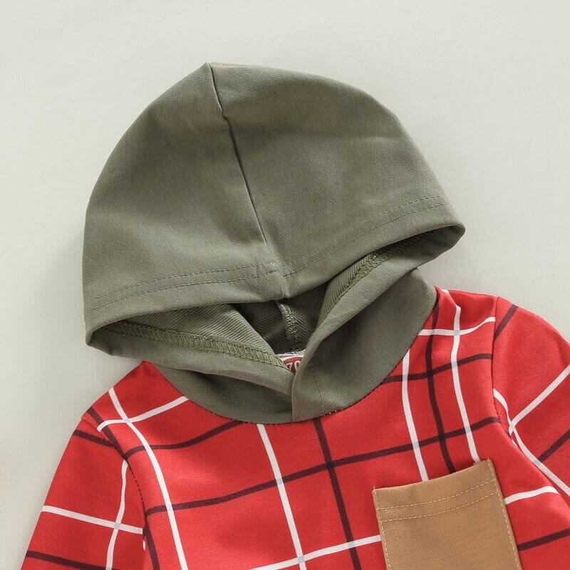 Olive Plaid Hoodie Baby Set - Wearebambino - 3 - 6 M - Olive Plaid Hoodie Baby Set