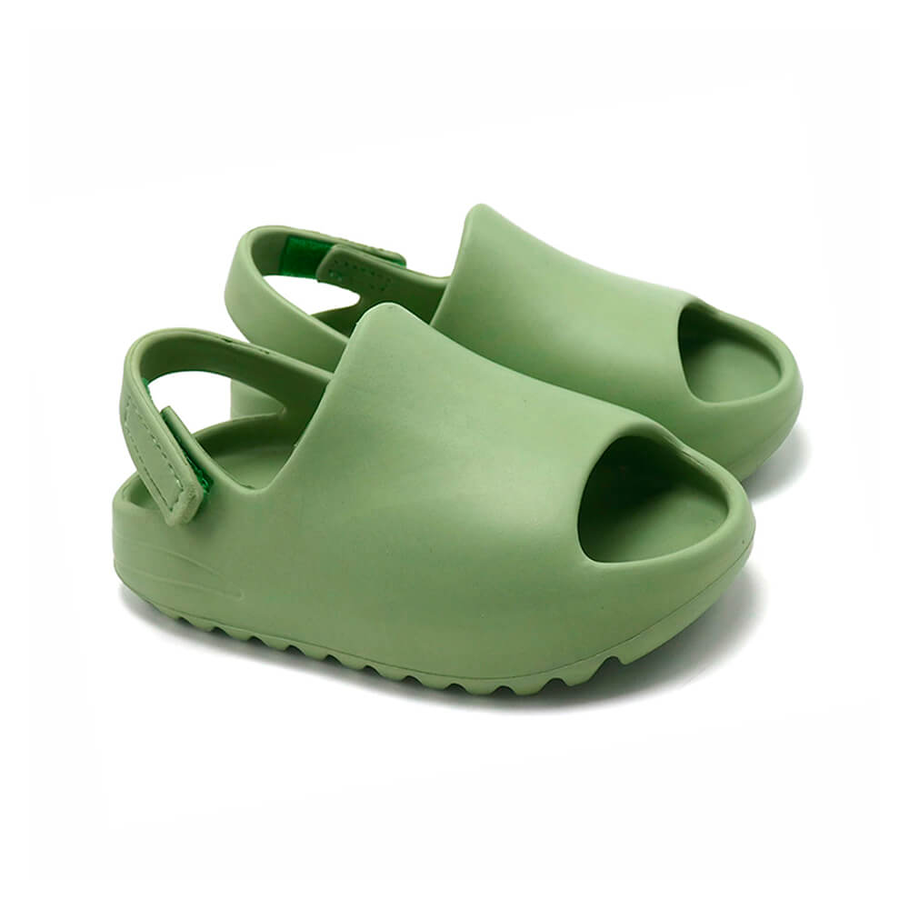 Olive Strap Rubber Toddler Slides - Wearebambino - 6 - Olive Strap Rubber Toddler Slides