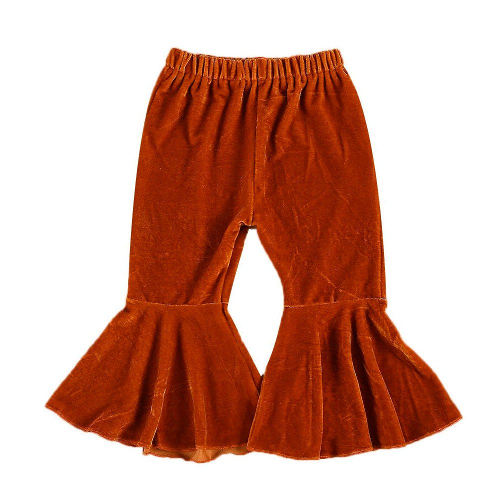 Orange Velvet Flared Toddler Pants - Wearebambino - 9 - 12 M - Orange Velvet Flared Toddler Pants